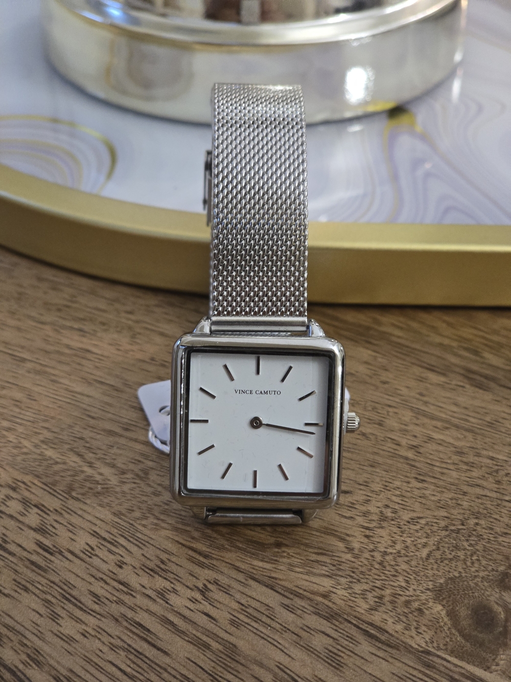 Vince Camuto Silver Mesh Square Dial Watch